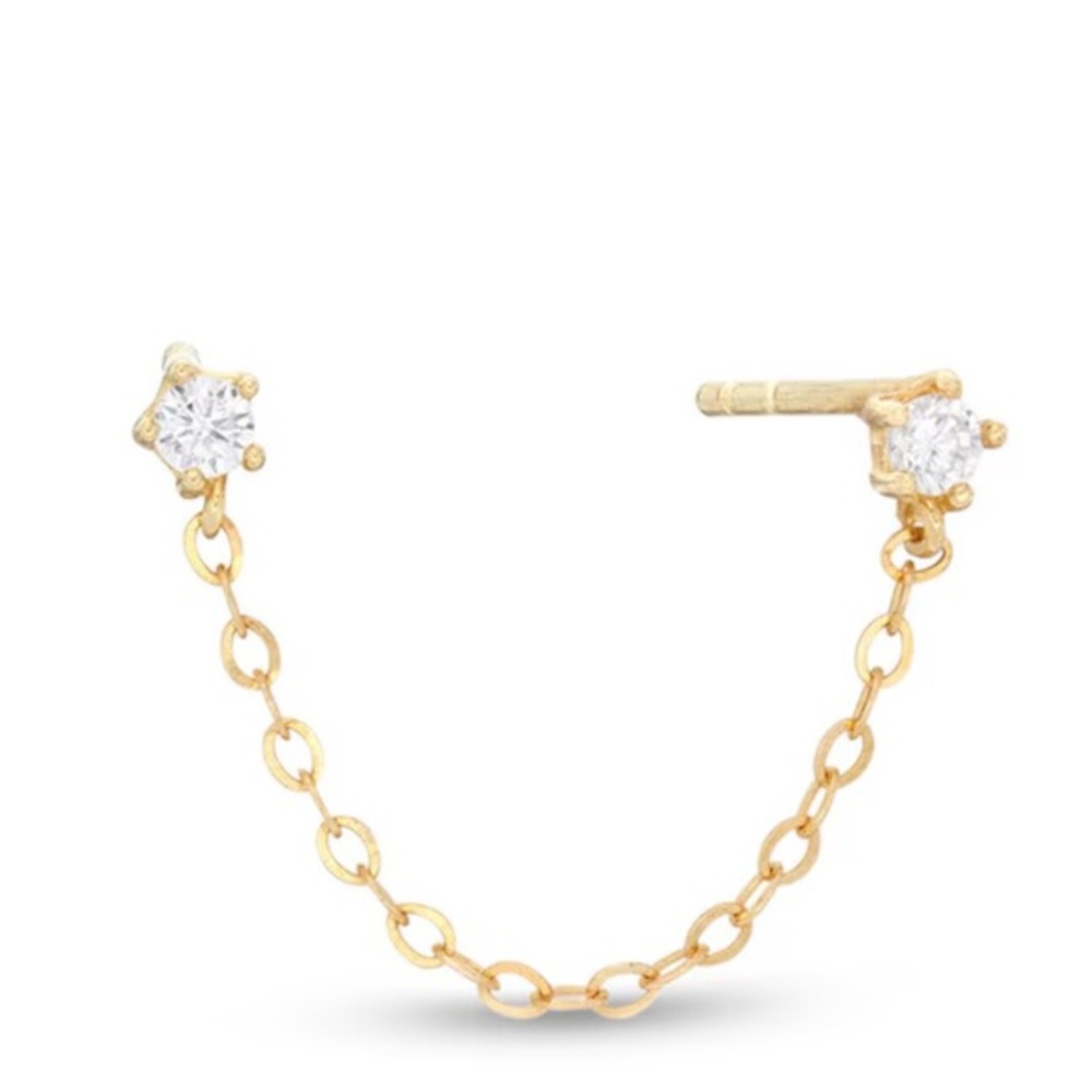 Banter Cubic Zirconia Duo Stud with Chain Single Earring in 10K Gold